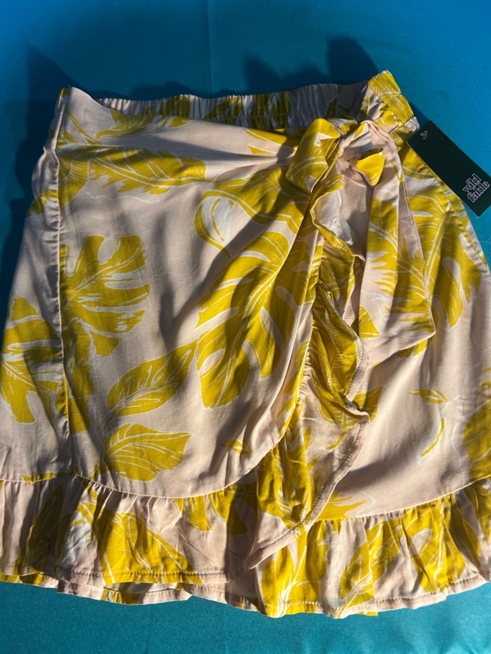 wild fable Yellow and Cream Floral Tie-Waist Skirt